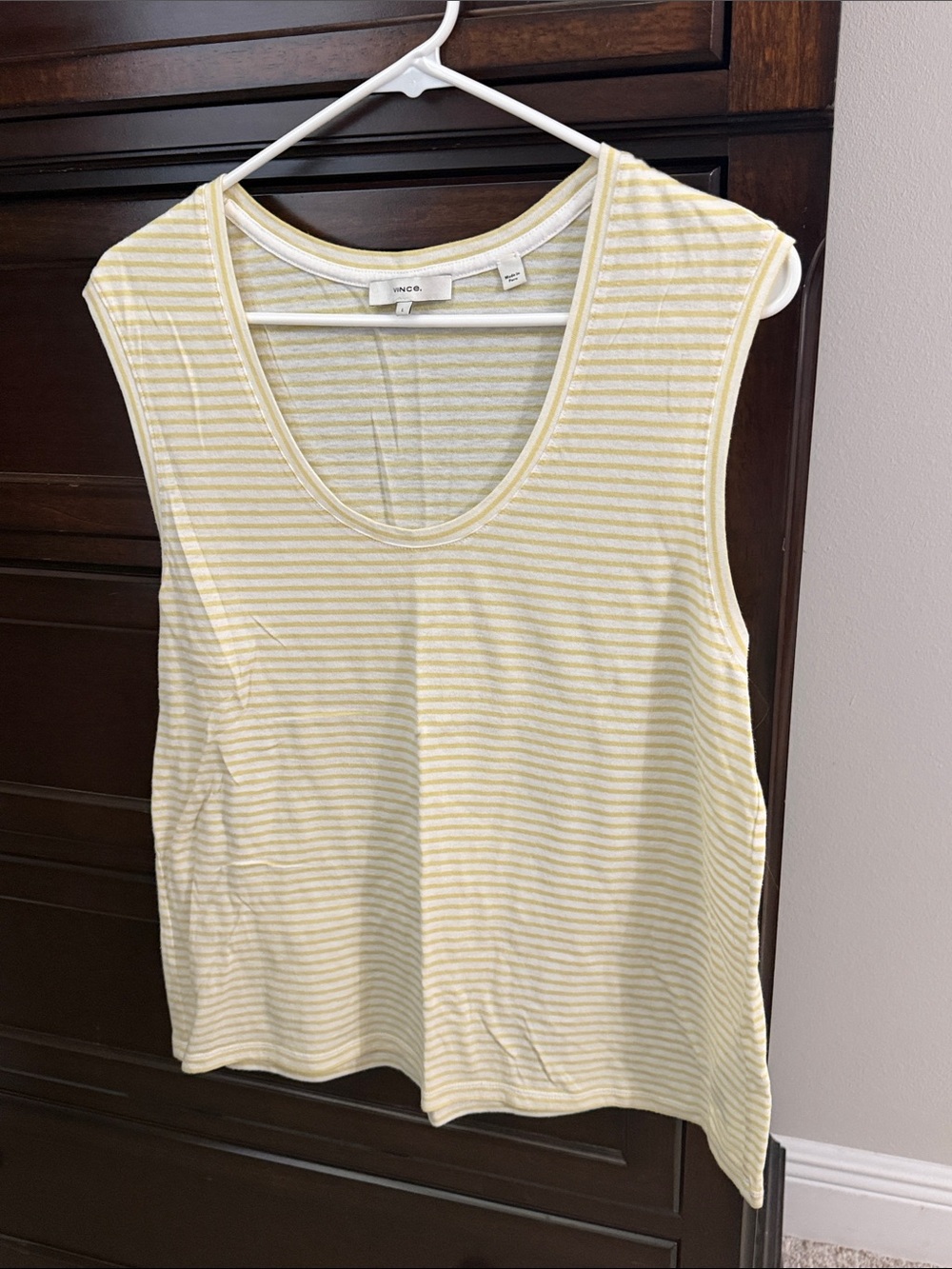 Vince Striped Yellow Scoopneck Tank Top